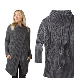 NWT prAna Delaney Duster Coal Sweater Women's Size M